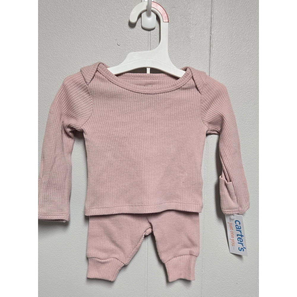 Carter's Just One You Newborn Waffle Knit 2pc Set Dusty Rose 1U214810 - Picture 6 of 6